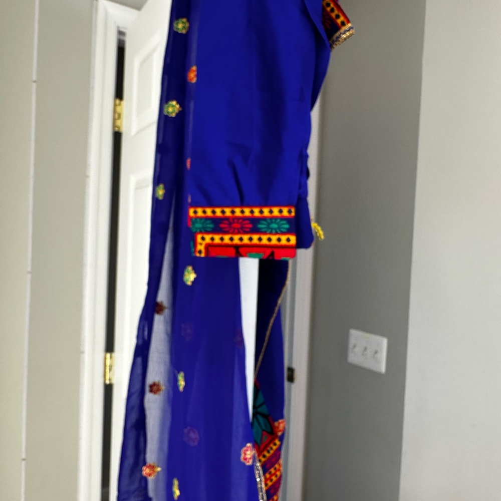 Traditional Afghan three-piece dress, white collar, one size - Picture 6 of 7